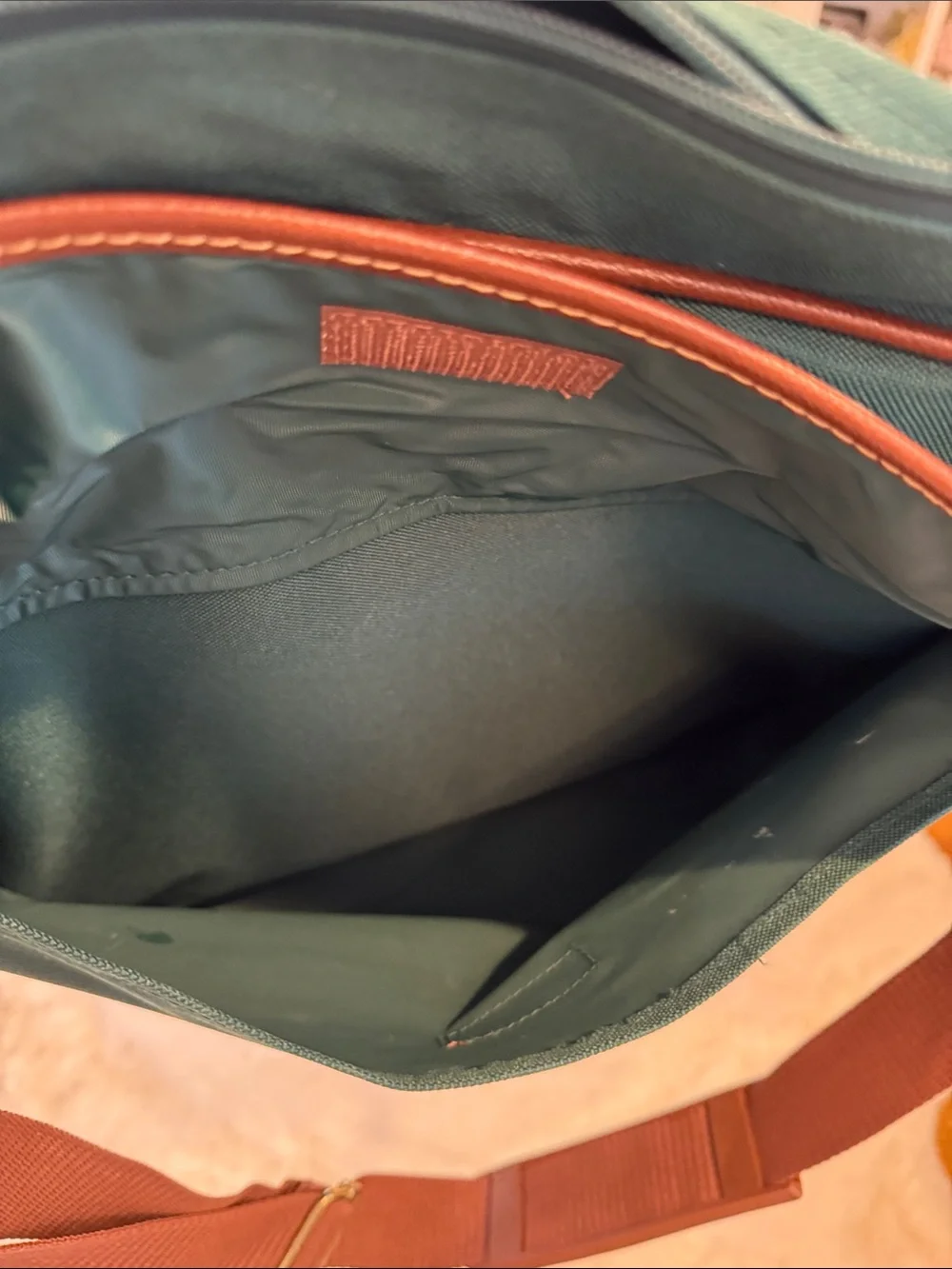 Polo by Ralph Lauren Forest Green Canvas Messenger with Brown Trim